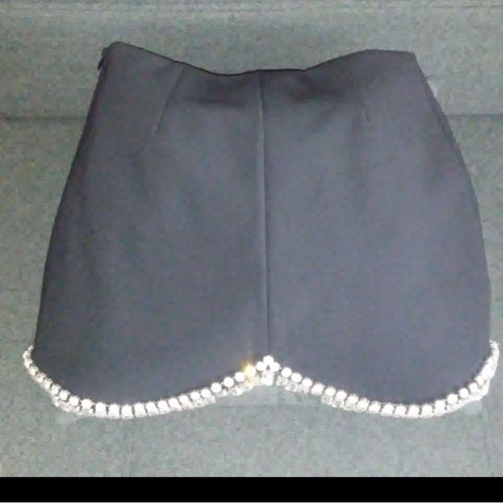 AREA Scallop Mini Skirt with Crystal Embellishments Size US 4 - Picture 7 of 8